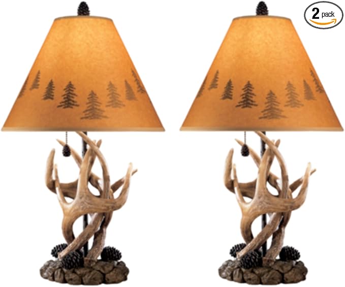 Signature Design by Ashley Derek Rustic Cabin Antler Lamp Set, 2 Count, Brown