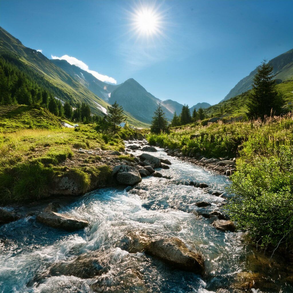 stream running through the wilderness in the mountains