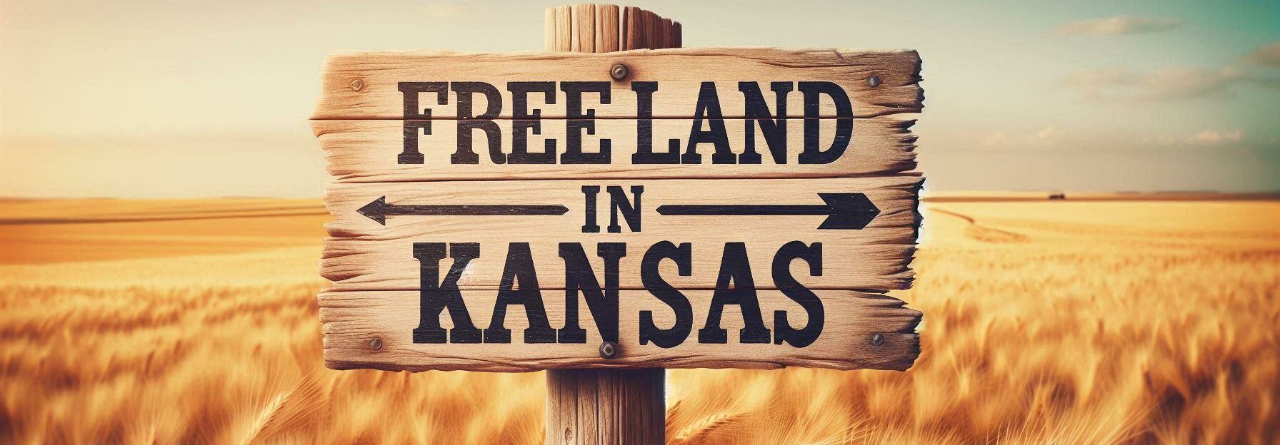 A sign reading Free Land In Kansas