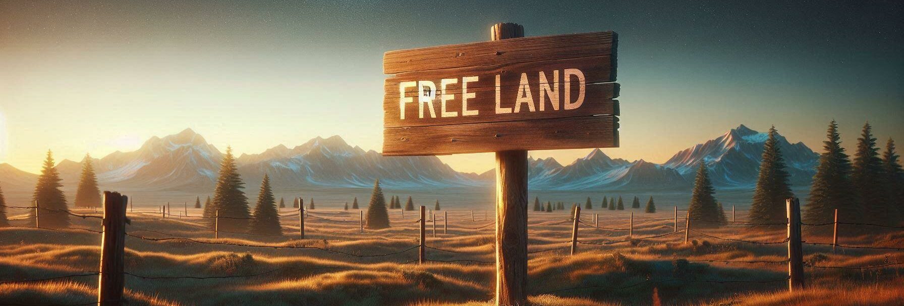 Open land with a sign reading FREE LAND