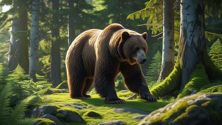 the Alaska Peninsula Brown Bear walking through its natural habitat